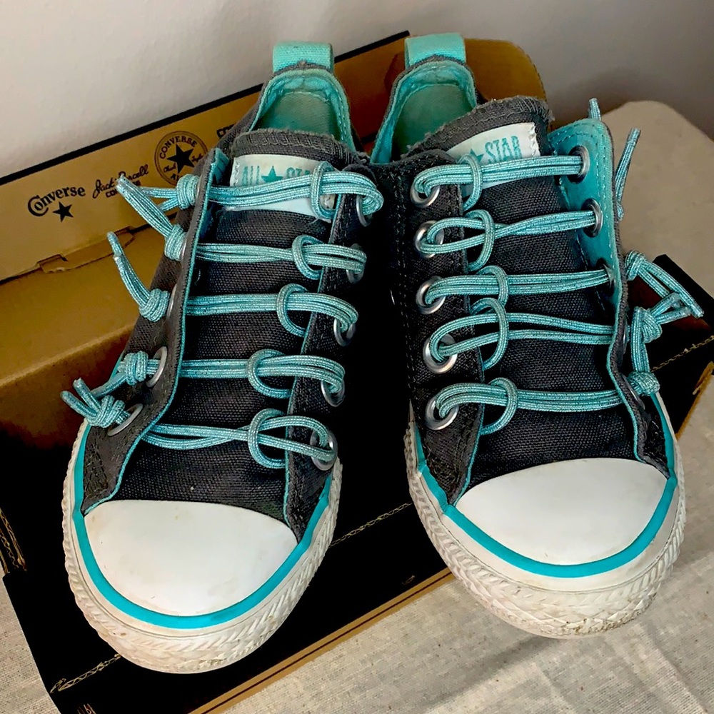Converse grey/blue sneakers Sz 12 youth